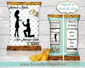 Engagement Party Chip Bags-Engagement Party-Engaged-Bridal Shower Favors - Bachelorette Party Favors-Bridal Shower-Wedding Favors