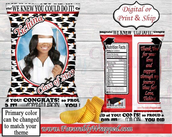 Graduation Chip Bag Graduation Favor Bag Graduation Etsy