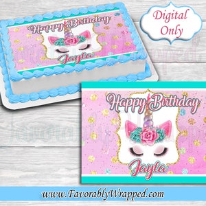 Unicorn 1/4 Sheet Cake Image-Unicorn Birthday-Unicorn-Unicorn Party-Unicorn Edible Cake Image-Unicorn Chip Bag-Editable Cake Image