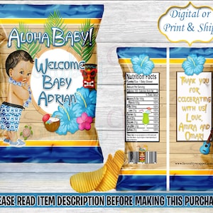 Aloha Baby Chip Bag-Hawaiian Chip Bag-Luau Chip Bag-Luau Party-Aloha-Luau Birthday-Hawaiian Birthday-Tropical Birthday-Hawaiian Baby Shower