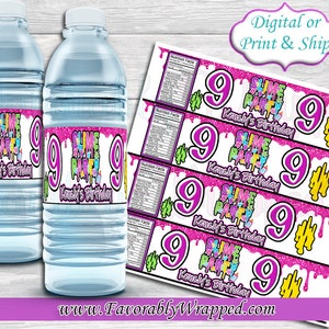 Slime Water Bottle Labels-Slime Birthday-Slime Party-Water Labels-Slime Party Favors-Glow Birthday Party-Slime Birthday Party