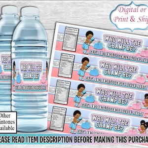 Boxing Water Label-Boxing Birthday-Boxing Gender Reveal Party-Boxing Baby Shower-Boxing Party Favors-Champ Water Label-Pink and Blue Shower