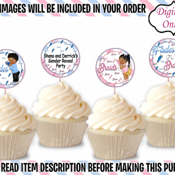 Fades ou tresses Cupcake Toppers-Fades ou tresses Sexe révèlent Cupcakes-Fades ou tresses Chip Bag-Barber Chip Bag-Hairstylist Chip Bag-Cupcake