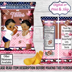 Touchdowns or Tutus Chip Bag-Touchdowns or Tutus Gender Reveal-Touchdowns or Tutus Decorations-Touchdowns or Pink Tutus Chip Bag