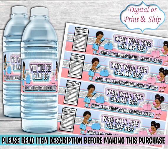 Boxing Water Label-boxing Birthday-boxing Gender Reveal - Etsy