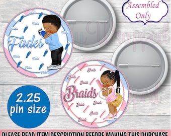 Fades or Braids Button Pins-Fades or Braids Gender Reveal Pins-Fades or Braids Chip Bag-Barber Chip Bag-Hairstylist Chip Bag-Buttons