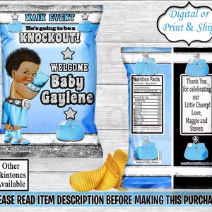 Boxing Chip Bag-Boxing Gender Reveal Party-Boxing Baby Shower-Boxing Birthday-Boxing Favor Bag-Boxing Treat Bag-Champ Chip Bag-Boxing Decor