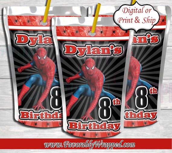 spiderman capri sun juice labels spiderman birthday spiderman etsy singapore