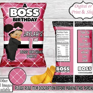 Boss Birthday Chip Bag-Boss Birthday-Boss  Party-Boss Party Favors-Boss Treat Bag-Boss Favor Bag-Boss Baby Girl