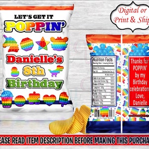 Pop It Chip Bag-Pop It Birthday Chip Bag-Pop It Birthday-Pop It Party-Pop It Treat Bag-Pop It Favor Bag-Pop It Decor