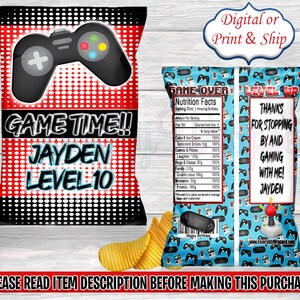 Gamer Chip Bag-Gamer Birthday-Gamer Party-Gamer Party Favors-Gamer Treat Bag-Gamer Favor Bag