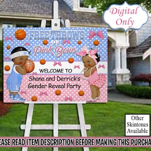 Free Throws or Pink Bows Gender Reveal Welcome Sign-Free Throws or Pink Bows Sign-Welcome Sign-Free Throws or Pink Bows Chip Bag-Basketball