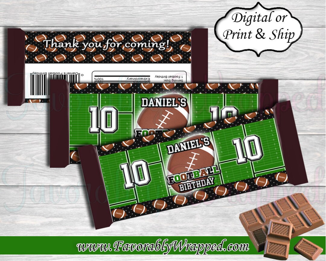 Football Chocolate Bar Wrapper-candy Bar Wrapper-football Birthday ...