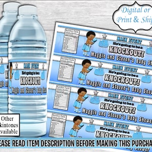 Boxing Water Label-Boxing Birthday-Boxing Gender Reveal Party-Boxing Baby Shower-Boxing Party Favors-Champ Water Label-Pink and Blue Shower