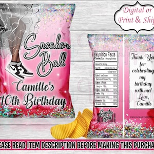 Sneaker Ball Chip Bag-Sneaker Ball Birthday-Sneaker Ball Party-Sneaker Ball Favor Bag-Sneaker Ball Treat Bag-Sneaker Ball Favors