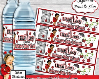 Ladybug Water Labels-Ladybug Baby Shower Water Bottle Label-Lady Bug Baby Shower-Water Labels-Ladybug Birthday-Ladybug 1st Birthday