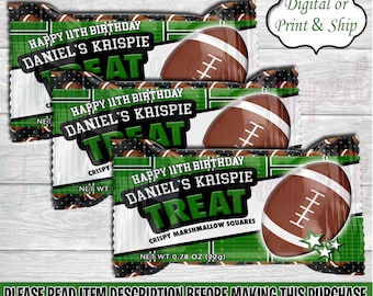 Football Rice Krispie Treat Wrapper-Sports Rice Krispie Wrapper-Football Birthday-Football Party-Football-Football Baby Shower