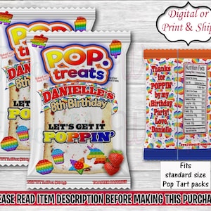 Pop It Pop Tart Wrappers-Pop It Birthday-Pop It Party Favors-Pop It Party-Pop Tart Wrappers-Pop It Decoration