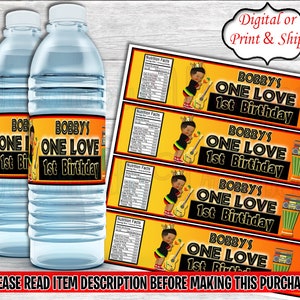 One Love Water Label-Reggae Party-One Love Party-One Love Birthday-One Love Favor Bag-Reggae Chip Bag-Jamaican Chip Bag-One Love Chip Bag