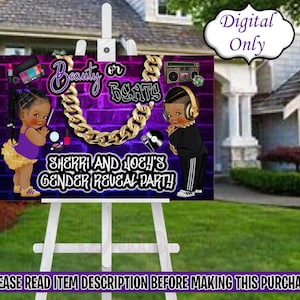 Beauty or Beats Gender Reveal Welcome Sign-Beauty or Beats Sign-Welcome Sign-Beauty or Beats Chip Bag-Welcome Sign Baby Shower