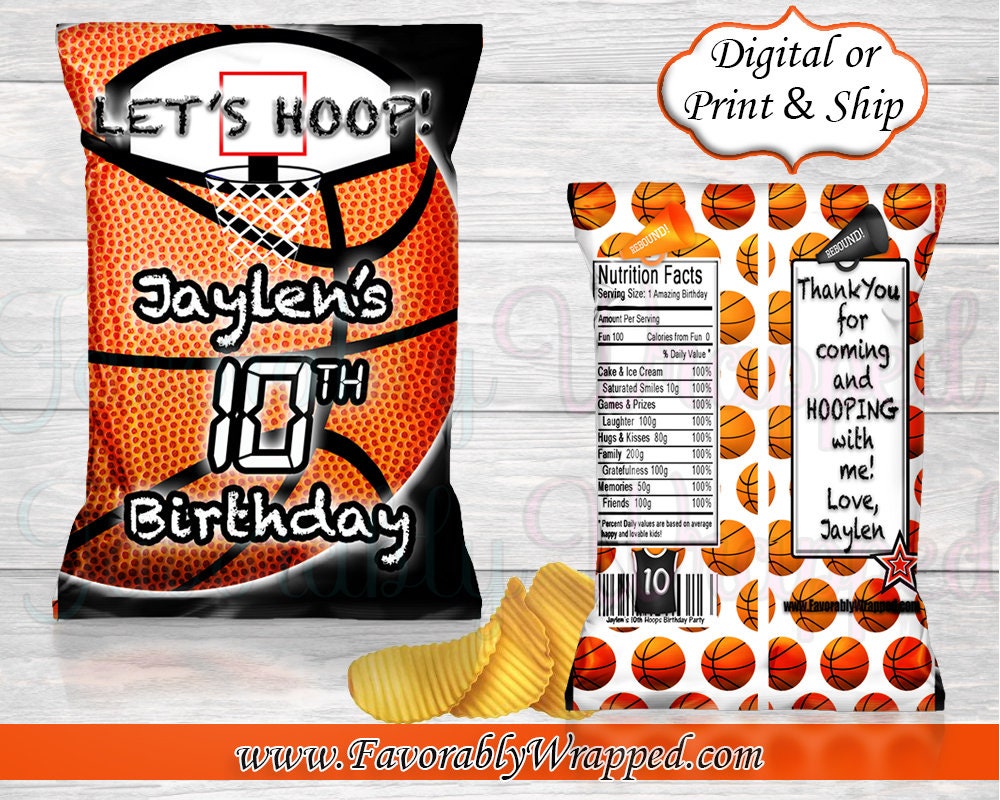 Basketball Chip BagBasketball Birthday Chip BagBasketball Etsy