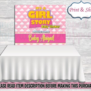 Its a Girl Story Table Backdrop-Toy Story Baby Shower Backdrop-Toy Story Baby Shower-Its a Boy Story Chip Bag-Its a Girl Story Chip Bag