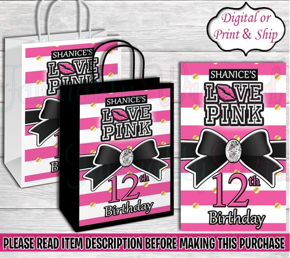 Victoria Secret Pink Sweet 16 Gift Bag Label-vs Pink 