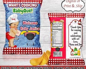 BabyQue Baby Shower Chip Bag-BBQ Baby Shower-BabyQue Baby Shower-Baby-Q-BabyQue Treat Bag-BBQ Favor Bags-Babyque Chip Bag