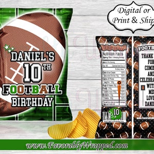 Football Chip Bag-Football Birthday Chip Bag-Football Birthday-Football Party-Football Treat Bag-Football Favors-Football Baby Shower