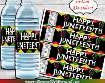 Juneteenth Water Bottle Labels-Juneteenth Water Label-Juneteenth Decorations-Water Bottle Labels-Digital-Instant Download