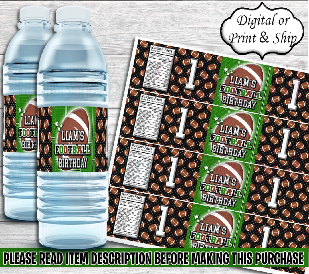 Football Water Labelssports Drink Labelfootball Etsy