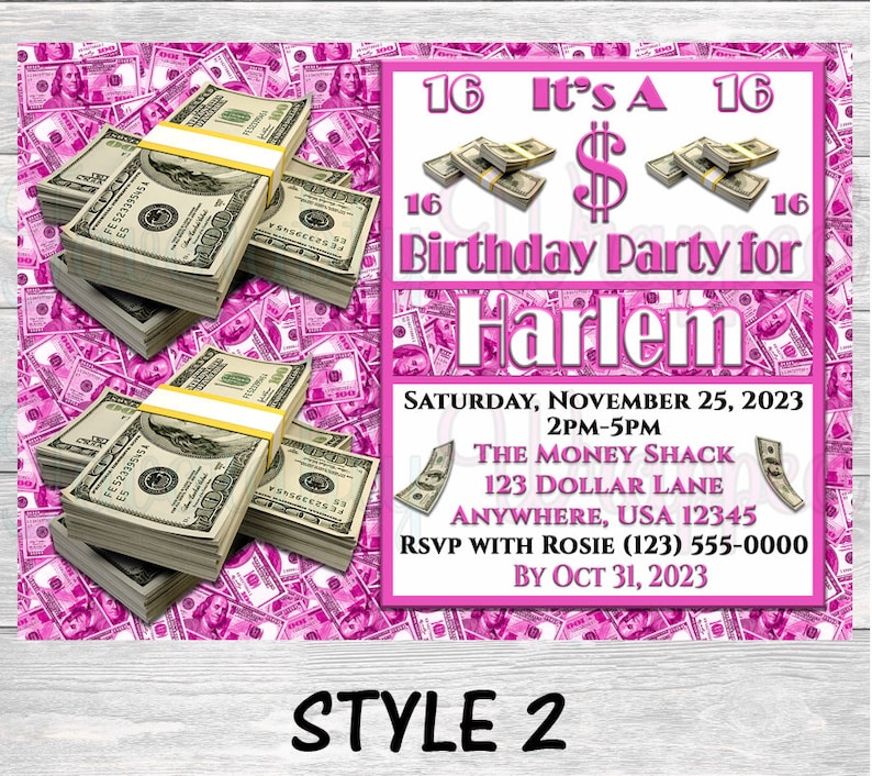 Money Invitation-dollar Bill Invitation-money Birthday-all About the ...