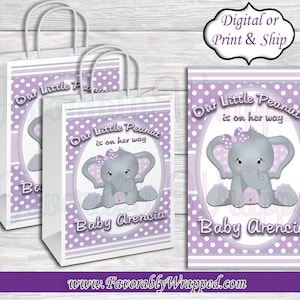 Elephant Gift Bag-Our Little Peanut Baby Shower-Baby Elephant Baby Shower-Elephant Baby Shower-It&#39;s a Boy-Our little Peanut Chip Bag