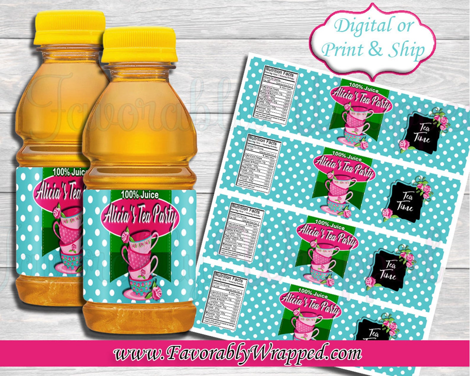 Tea Party Mini Apple Juice LabelsApple Juice LabelTea Party Etsy