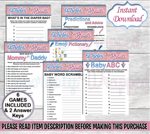 Fades or Braids Gender Reveal Games-Printable Games-Digital Games-Games Set-Pink and Blue Gender Reveal-Fades or Braids Chip Bag