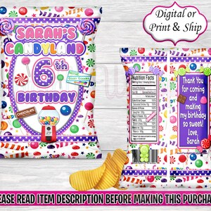 Candyland Chip Bag-Candyland Birthday-Candyland Party-Candyland Party Favors-Candyland Treat Bag-Candyland Favor Bag-Candyland Baby Shower