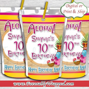 Aloha Juice Label-Hawaiian Juice Label-Luau Chip Bag-Luau Party-Aloha Party-Luau Birthday-Hawaiian Birthday Party-Tropical Birthday