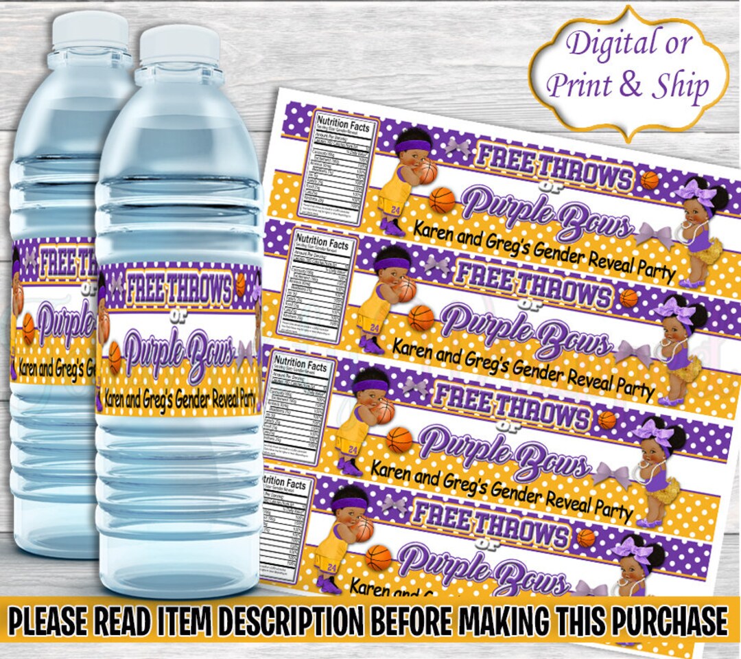 Free Throws or Purple Bows Water Label-free Throws or Purple - Etsy