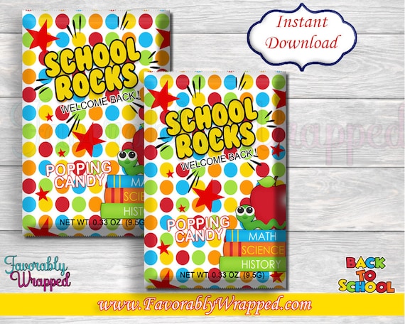 Back To School Popping Candy Wrappers Pop Rock Etsy