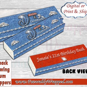 Denim and Diamonds 21st Birthday Chewing Gum Wrapper-Chewing Gum-21st Birthday-Denim Birthday-Denim Party-Denim Decoration-Sweet 16