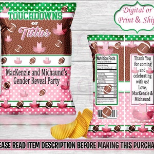 Touchdowns oder Tutus Chip Bag-Touchdowns oder Tutus Gender Reveal Party-Touchdowns oder Tutus Dekorationen-Touchdowns oder Lila Tutus