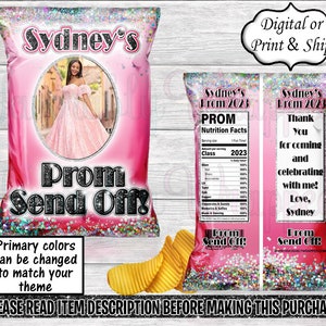 Prom Send Off Chip Bag-Prom Chip Bag-Prom Favor Bag-Prom Party-Prom Decor-High School Graduate-Graduation Chip Bag