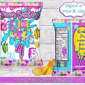 Slime Chip Bags-Slime Birthday-Slime Party-Chip Bag-Favor Bags-Slime Favor Bag-Slime Treat Bag-Chip Bag Labels-Glow Chip Bag-Glow Treat Bag