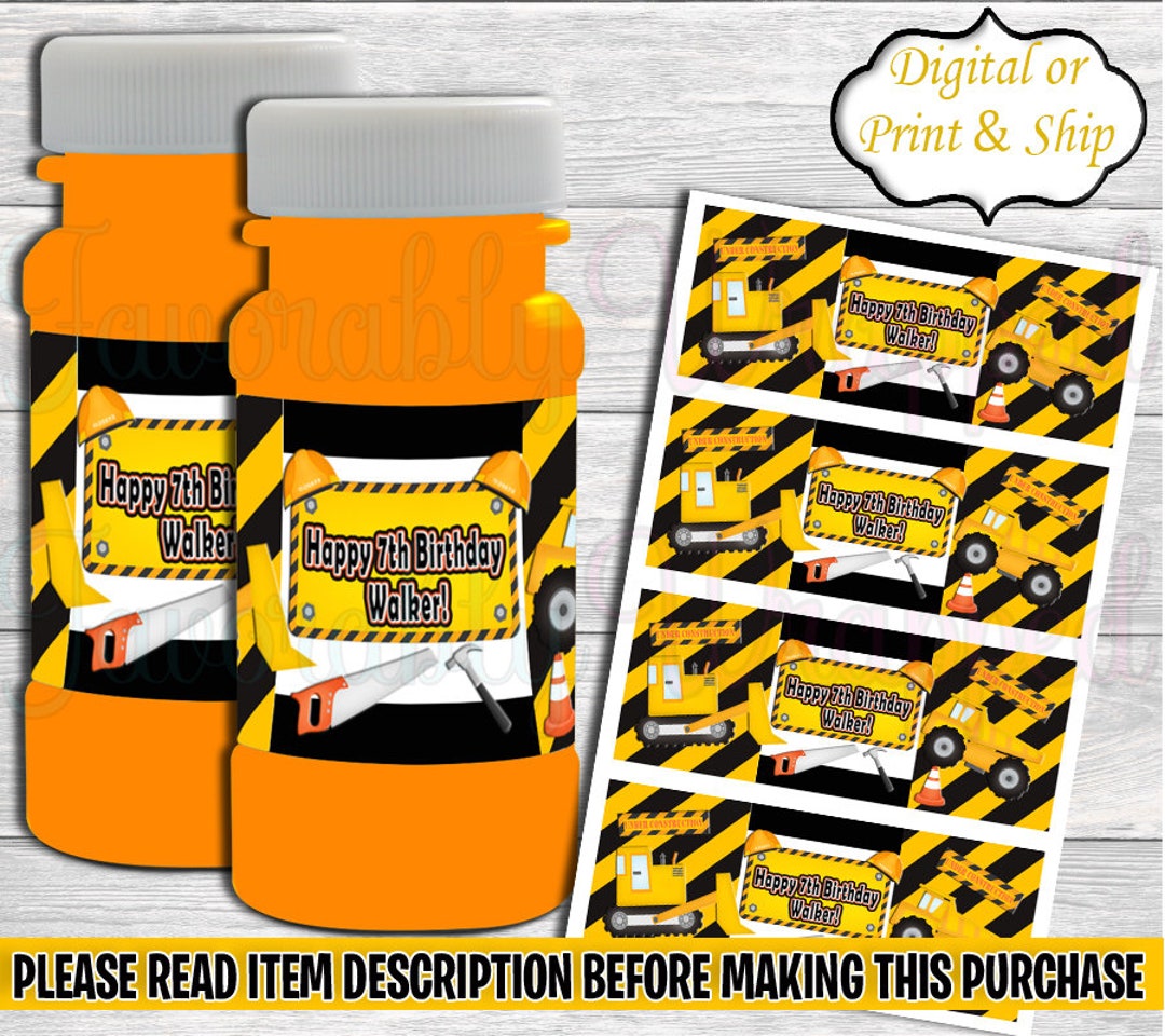 Construction Bubble Bottle Labelsdump Truck Bubble Labelsbubble