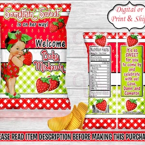 Something Sweet Baby Shower Chip Bag-Strawberry Chip Bag-Apple Favor Bag-Cuties Chip Bag-Fruit Chip Bag-Fruit Favor Bag-Cuties
