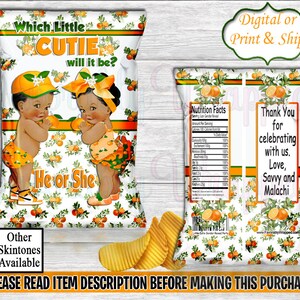 Cuties Gender Reveal Chip Bag-Little Cuties Chip Bag-Cuties Baby Shower Chip Bag-Orange Chip Bag-Orange Party Favors-Cuties Favor Bag