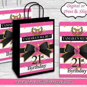Victoria Secret Pink Gift Bag Label-VS Pink Birthday-VS Pink Party-VS Birthday Party-Pink Party Gift Bag-Gift Bag Label