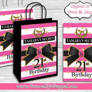 Victoria Secret Pink Gift Bag Label-VS Pink Birthday-VS Pink Party-VS Birthday Party-Pink Party Gift Bag-Gift Bag Label