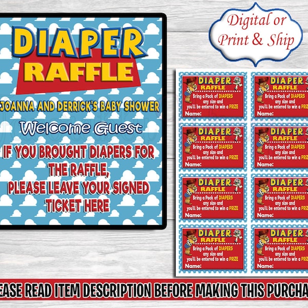 Its a Boy Story Diaper Raffle Sign and Tickets-Toy Story Baby Shower Diaper Raffle Sign and Ticket-Its a Boy Story Chip  Bag