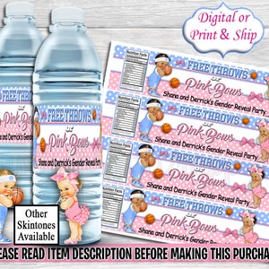 Free Throws or Pink Bow Water Label-Free Throws or Pink Bows Gender Reveal Party-Free Throws or Pink Bows Decor-Free Throws or Pink Bows